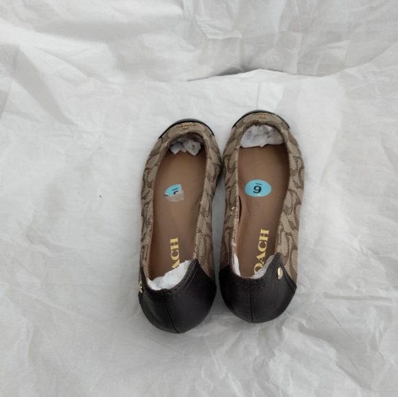 Coach Chelsea Outline Ballet Flats Size 6 Tan Brown Signature Monogram Leather - Picture 16 of 16